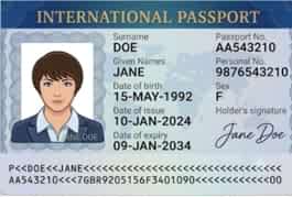Example of a passport biodata page