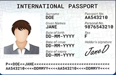 Passport biodata page preview