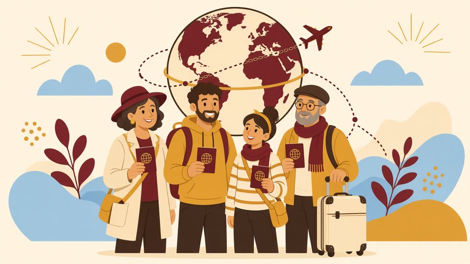 Travelers holding passports